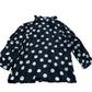 Baukjen Polka Dot Blouse Size 10 Women's Black White Ruffled Collar Chic
