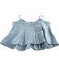 River Island Women's Pleated Top Size UK18 Light Blue 100 Cotton Sleeveless