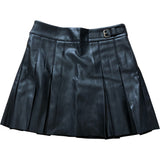 River Island Girls Pleated Skirt 9-10 Years Black Faux Leather Zip Detail