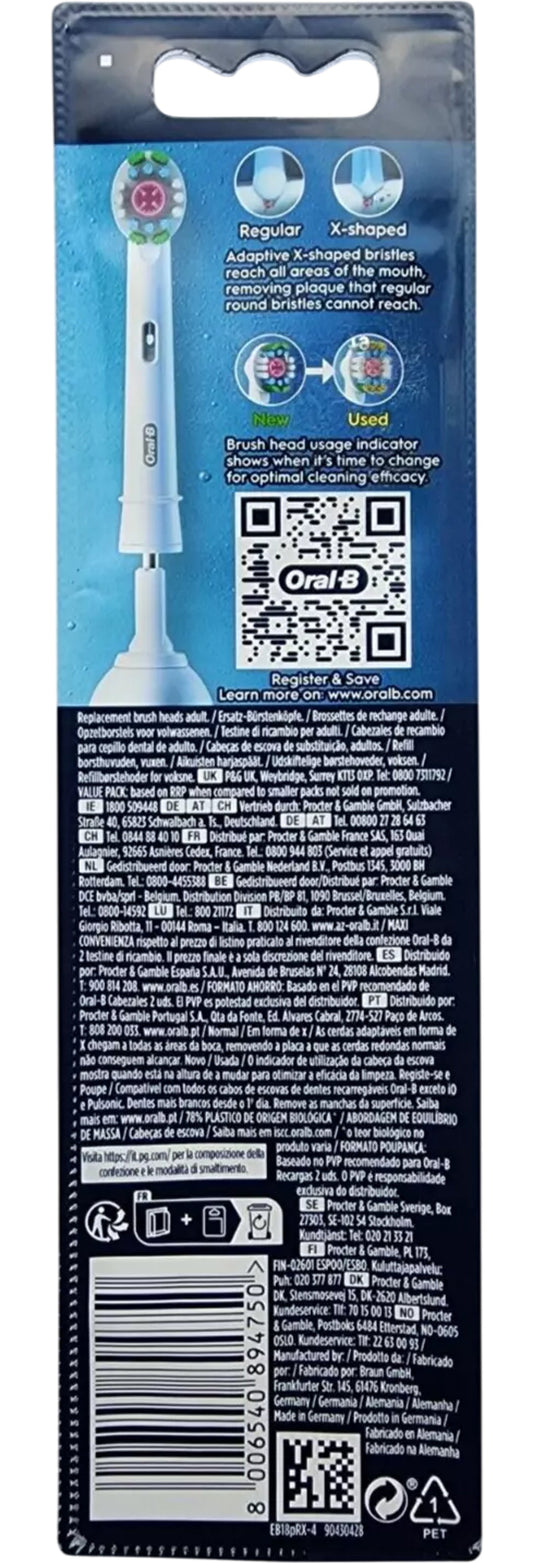 ORAL-B Pro 3D White Replacement Toothbrush Heads Value Pack 4 Count Whiter Teeth