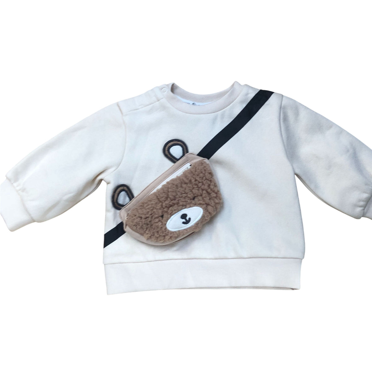 River Island Baby Outfit Set Sweater And Trousers With Bear Bag Cream 0-3 Months