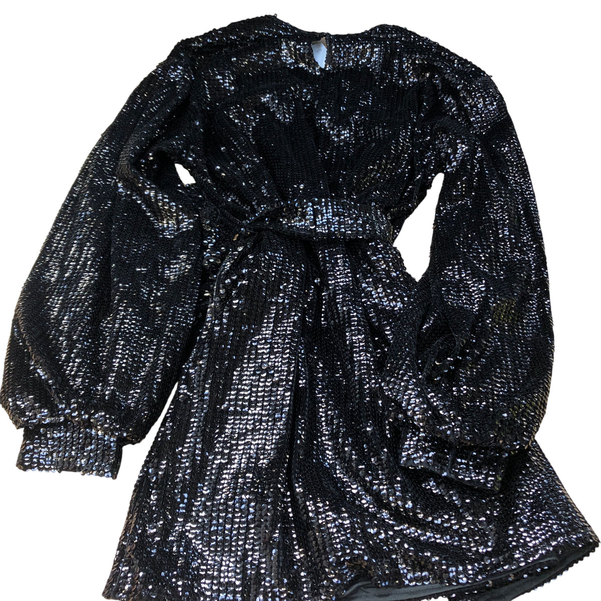 Black Sequinned Dress UK Size 18 Women's Evening Wear With Belt