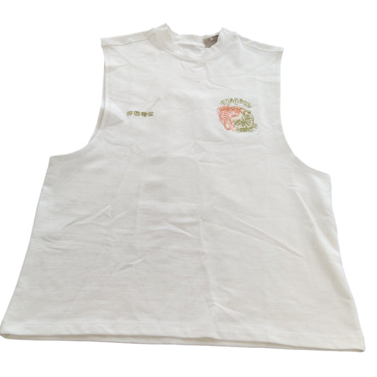 River Island Tigers Graphic Tank Top UK M Men's Sleeveless White Cotton