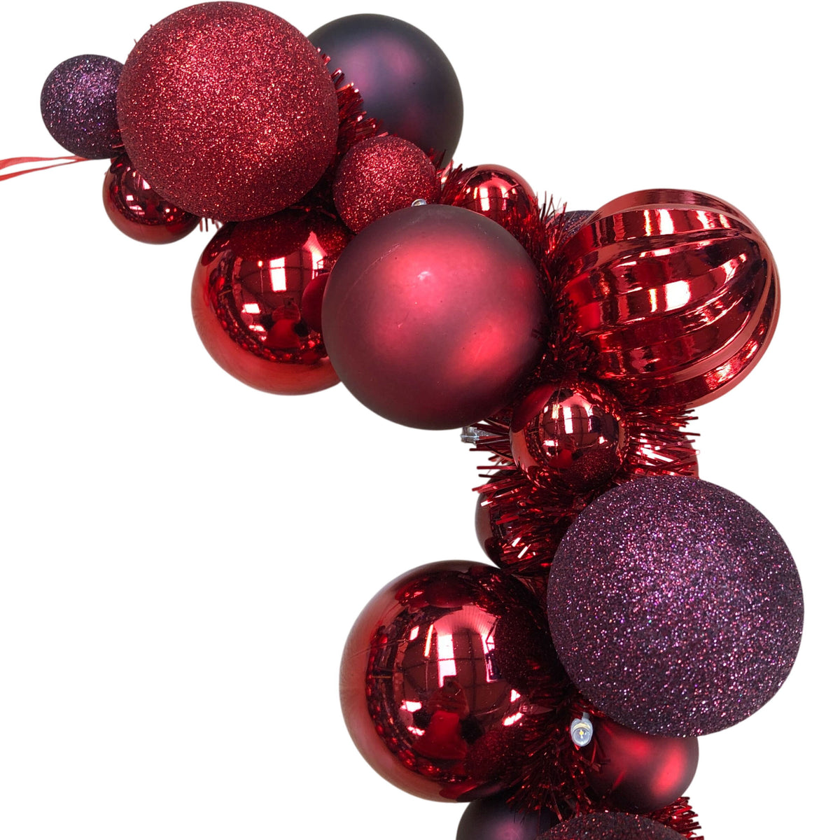 Burgundy Pre Lit Christmas Bauble Garland 145cm