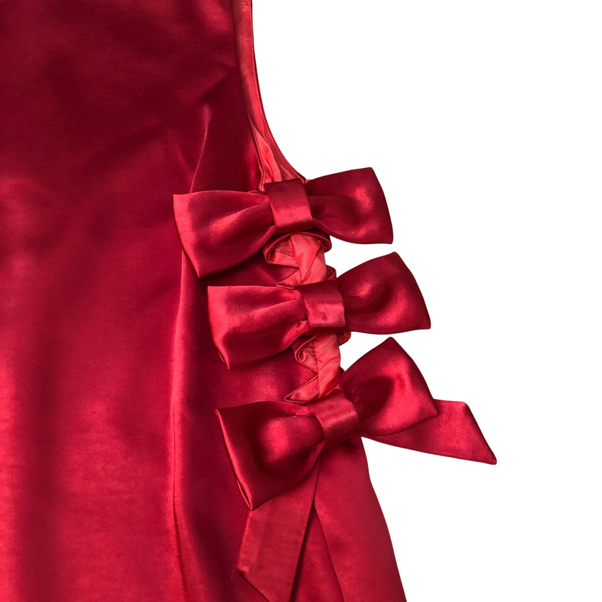River Island Red Satin Dress with Bow Details Size 12