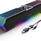 LENRUE G11 Computer Speaker USB AUX Volume Control RGB Lights Black