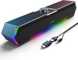 LENRUE G11 Computer Speaker USB AUX Volume Control RGB Lights Black