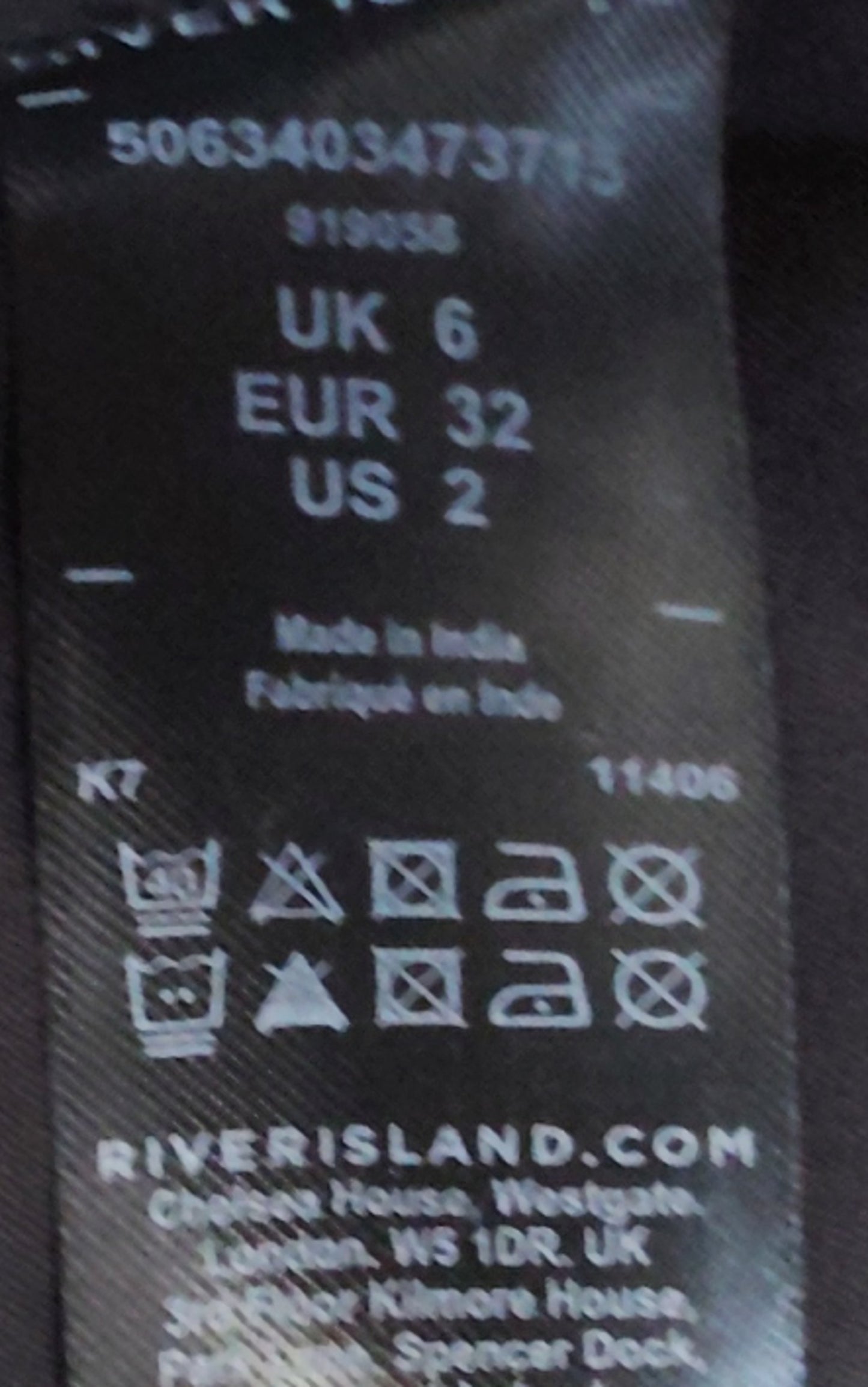 River Island Gingham Check Trousers UK6 Women's High Waisted Wide Leg Black