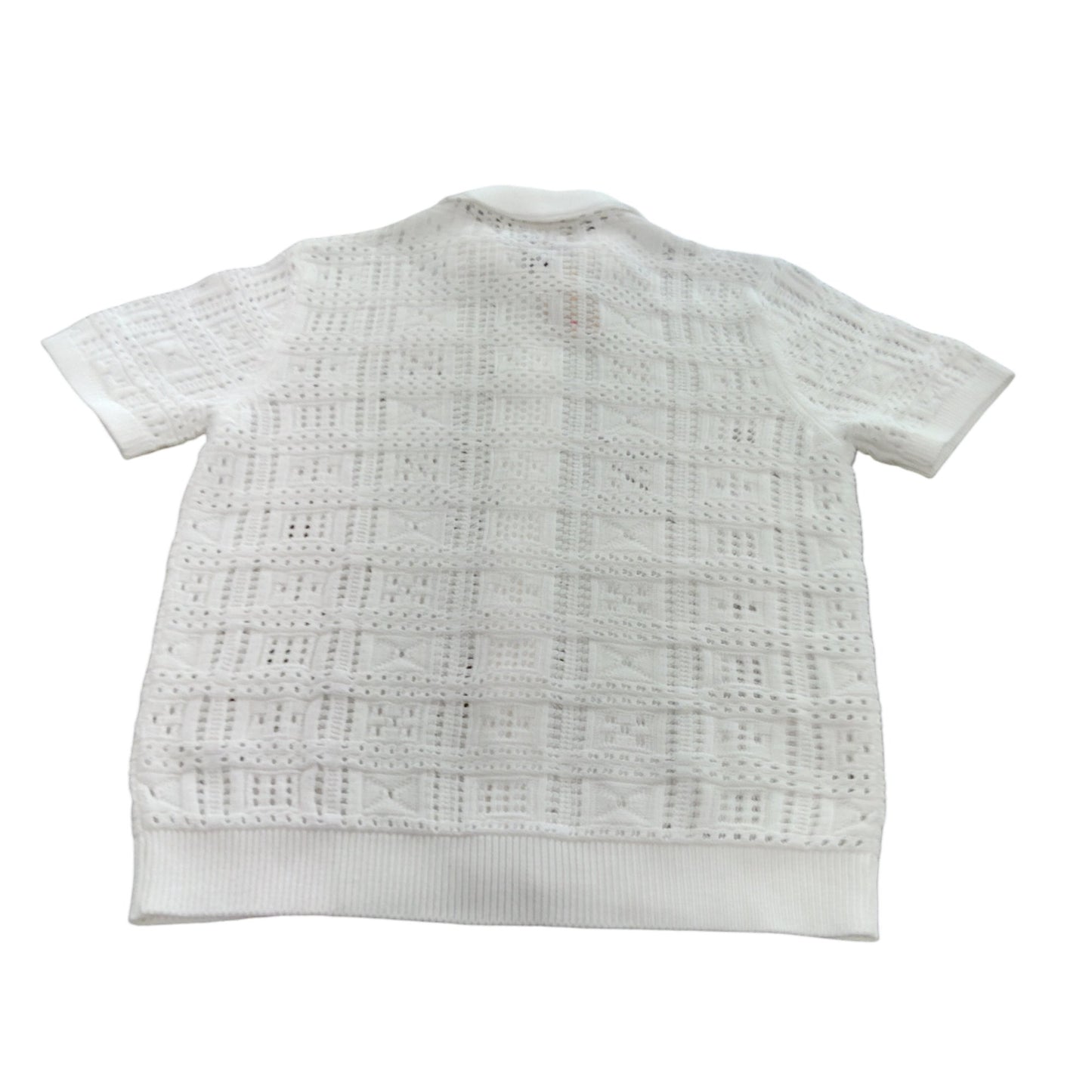 River Island Men's Short Sleeve White Knitted Cardigan Size M Stylish Design