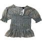 River Island Size 8 Women's Grey Lace Smock Top Short Sleeve Ruffled