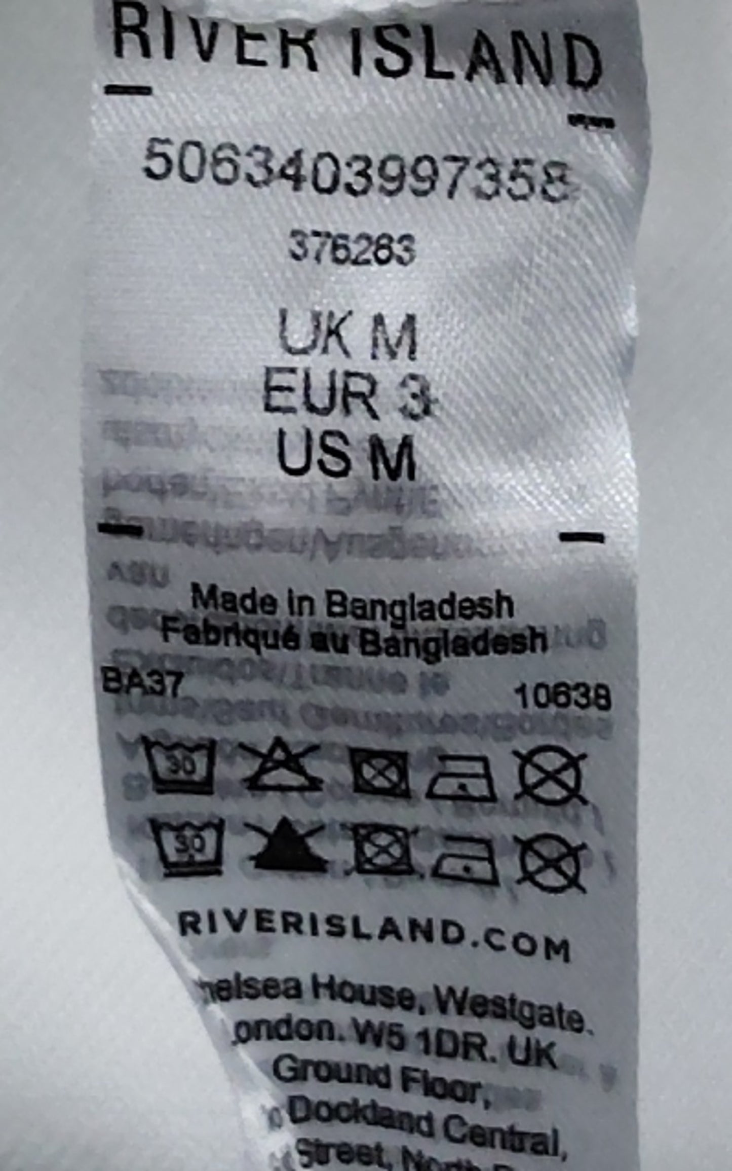 River Island Modern Revival T-Shirt UK M Men's White Cotton Graphic Tee