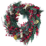 Festive Christmas Wreath Decorative Pinecones Berries Dried Oranges 18"
