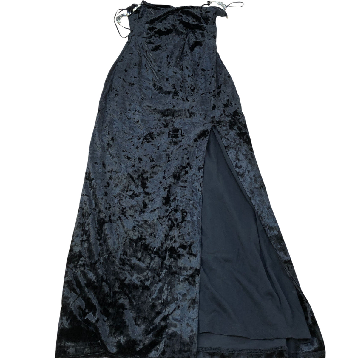 Velvet Maxi Dress UK Size 8 Women's Sleeveless Ruched Black Evening