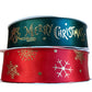 Two Rolls Merry Christmas Ribbon Green & Red 50 Yards