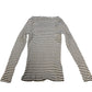 Long Sleeve Top Women's Striped Ribbed Cotton Casual Wear Small