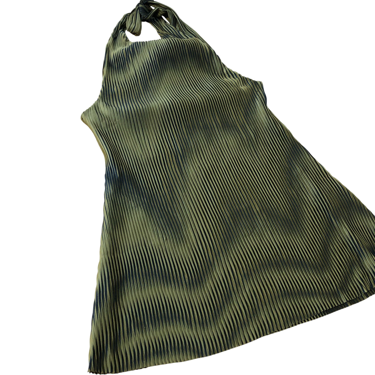 River Island Womens Top Green Plisse Sleeveless Halter Neck