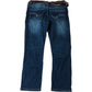 Crosshatch Farrowed 40S Men's Denim Jeans With Brown Leather Belt Dark Wash
