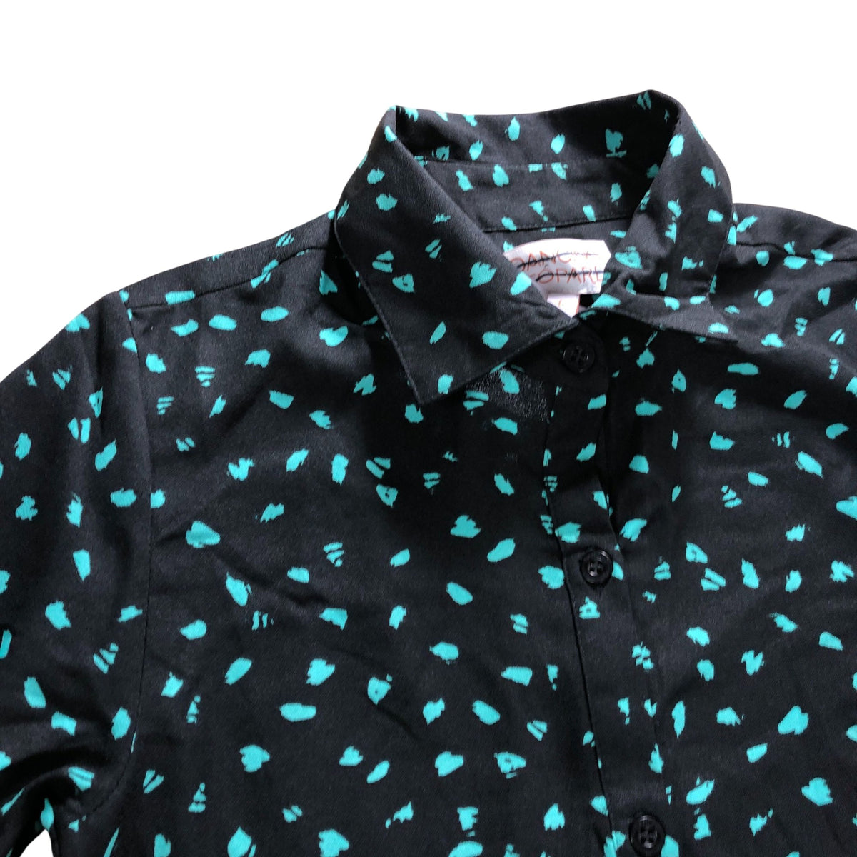 Dancing Leopard Size 6 Women's Black Green Print Long Sleeve Midi Dress