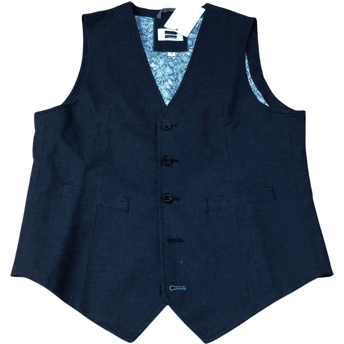 Waistcoat Size 38 Men's Navy Blue Linen Blend Formal Occasion