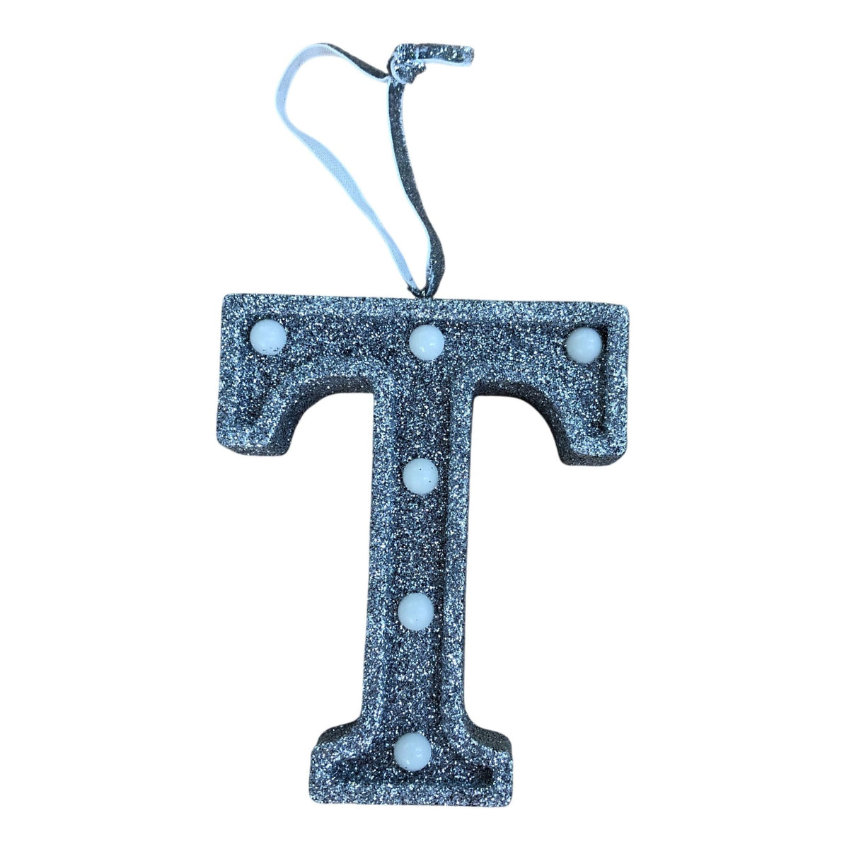 Light Up Silver Glitter Christmas Tree Decoration Letter 'T'