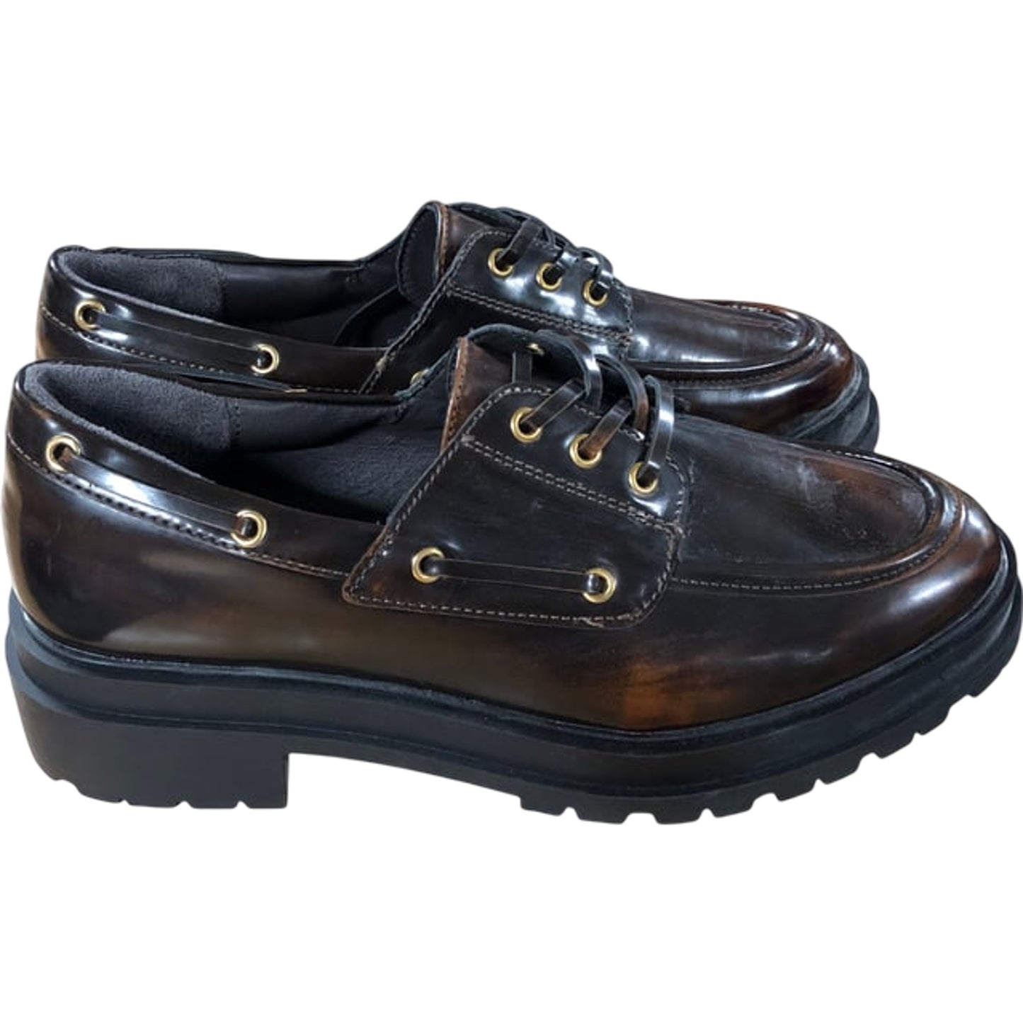 River Island Brown Light Casual Lace Up Flats UK6 Women's Stylish Comfortable