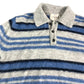 River Island Men's Casual Stripe Sweater UK S Blue Grey Long Sleeve Polo