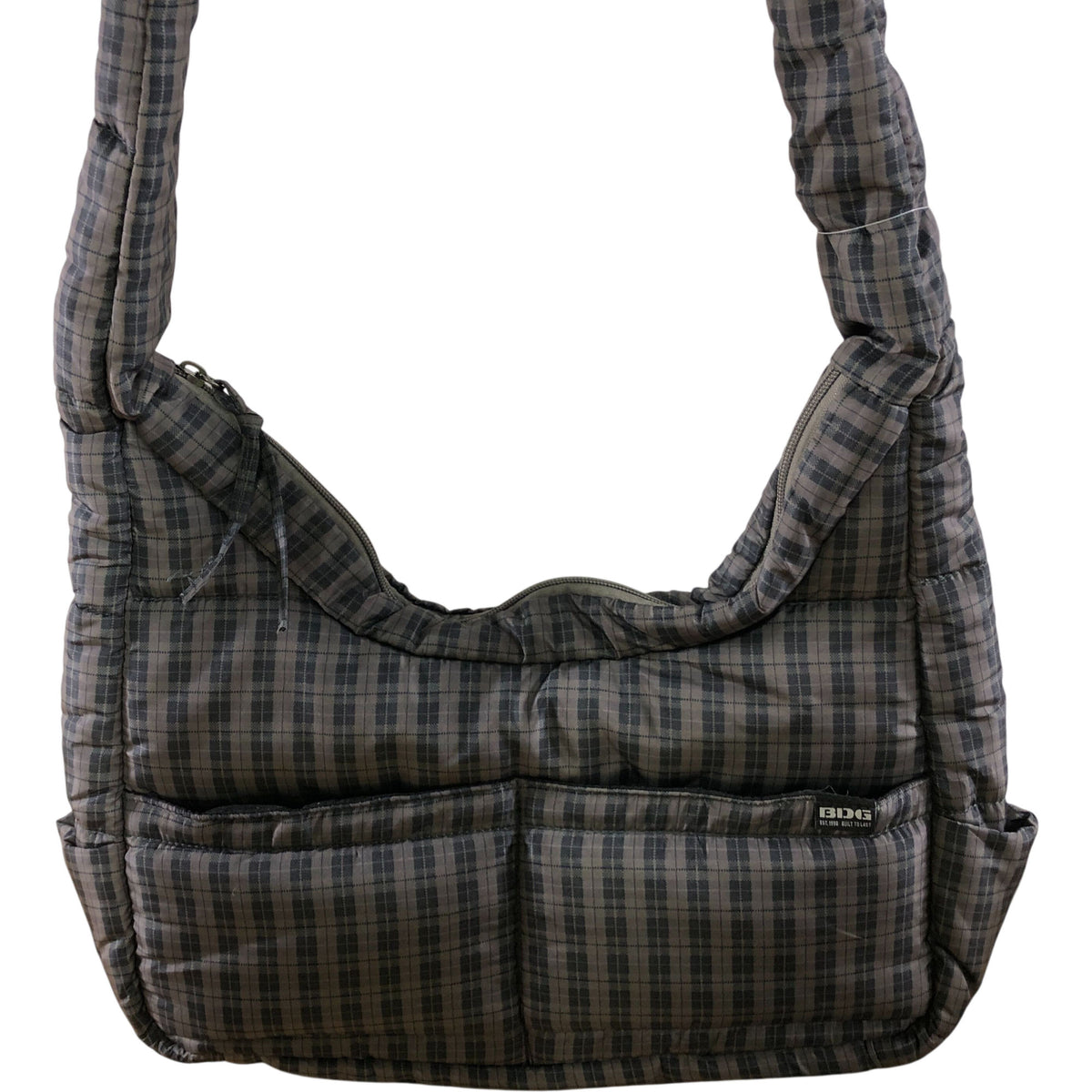 Padded Checked Shoulder Bag Grey Women's