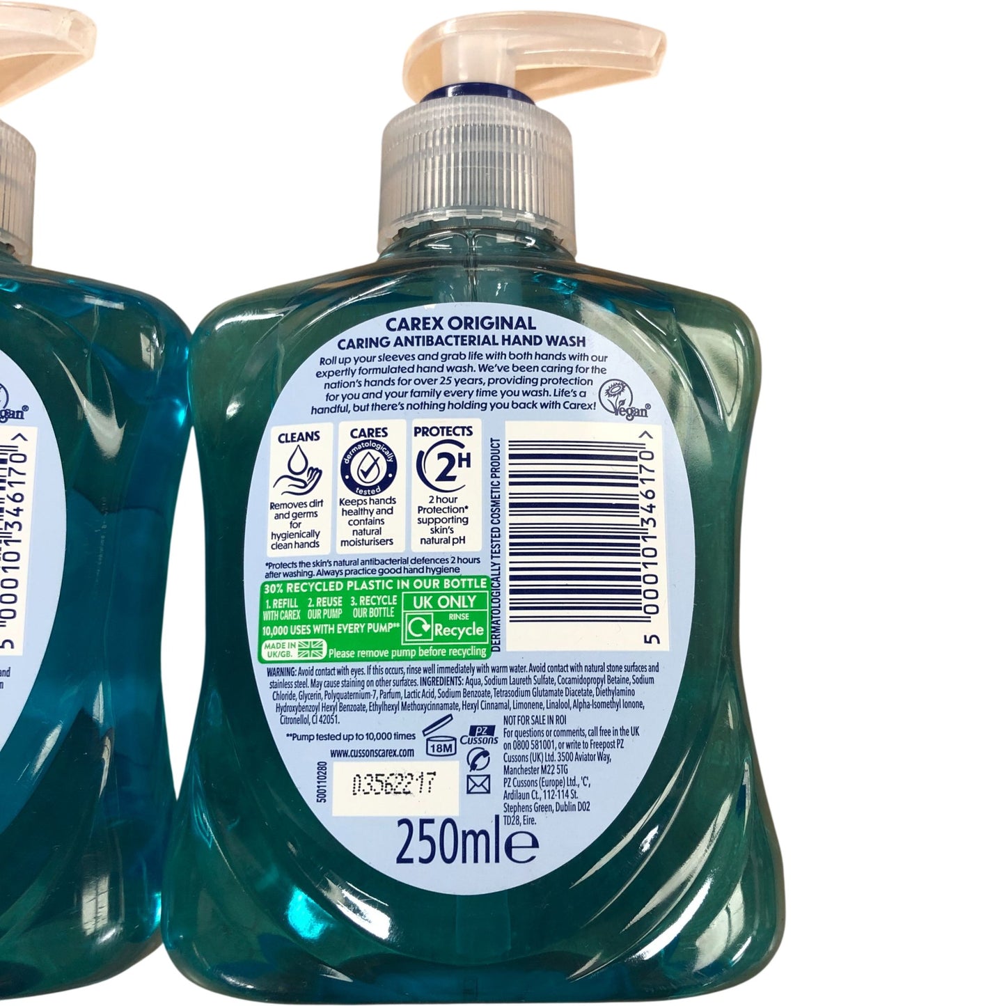 Carex Original Antibacterial Hand Wash 250ml Pack of 2 Hygiene Clean Hands