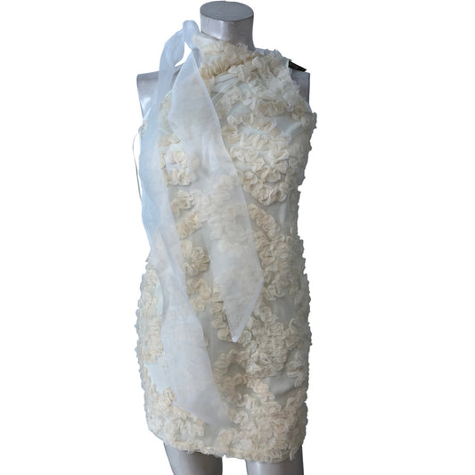 River Island Women's Cream Floral Fitted Dress Size M Elegant Party Dress