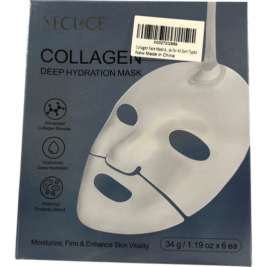 YECUCE Collagen Deep Hydration Mask 6 Pack Advanced Skincare Probiotic Blend