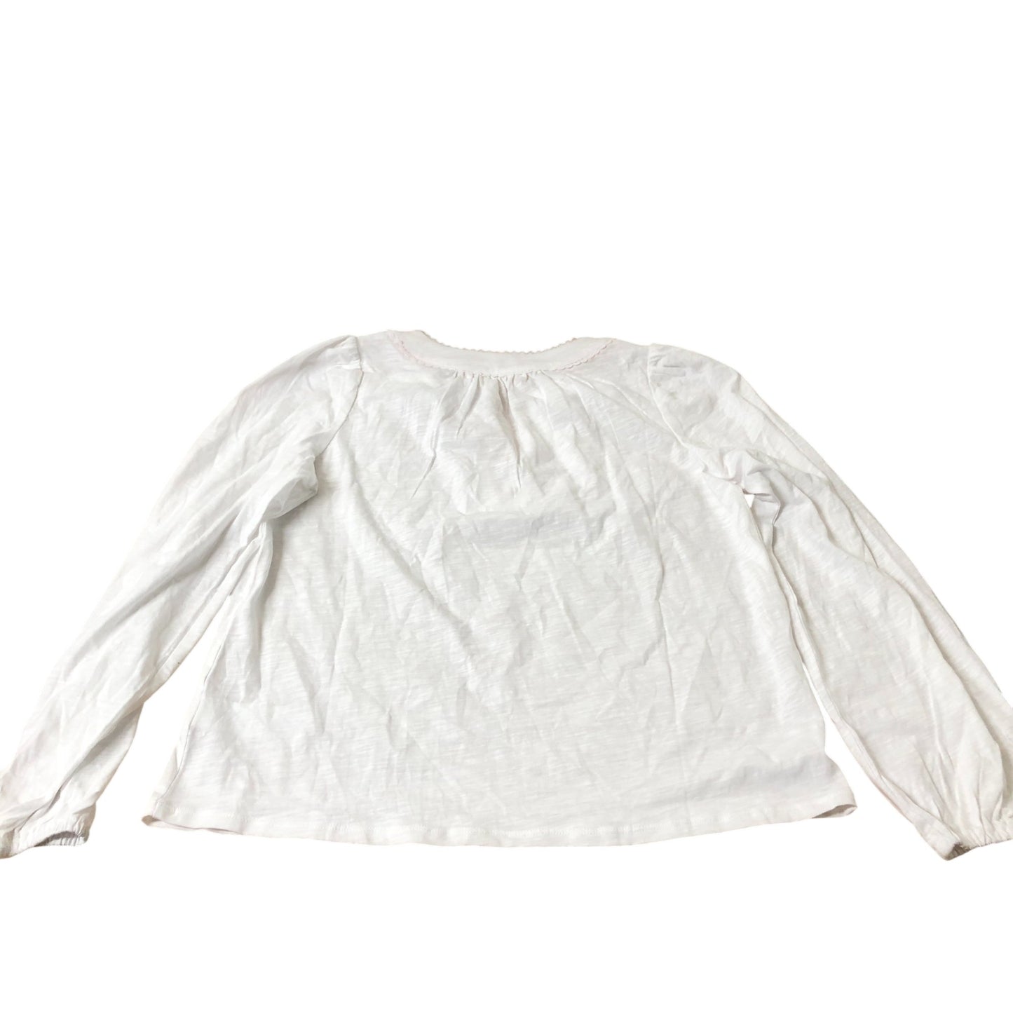 Ava Long Sleeve Trim Top Women's Casual White Cotton UK12