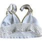 River Island Bikini Top Size UK16 Women's White Gold Trim Swimwear