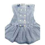 River Island Denim Dress UK10 Women's Flared Skirt Button Detail Blue