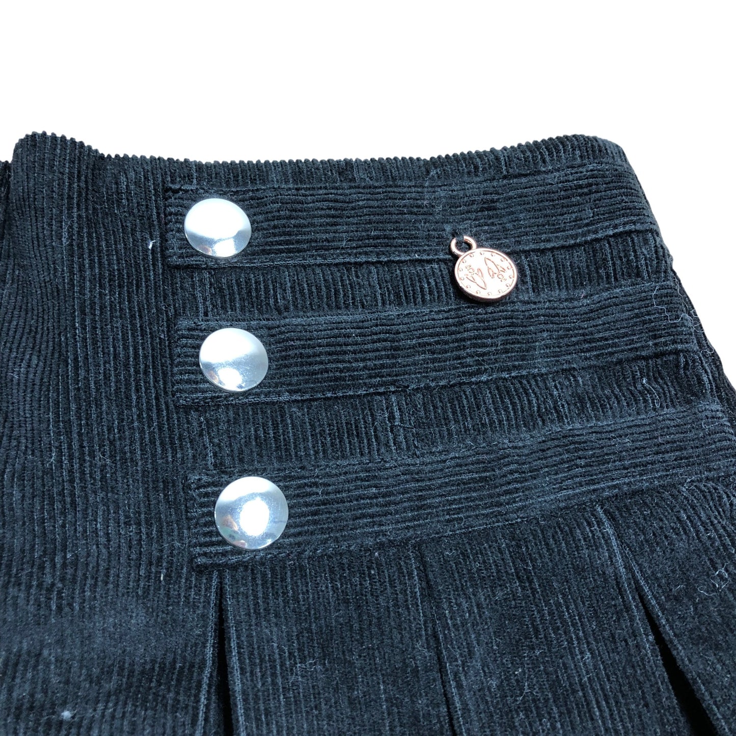 Angel & Rocket Girls Black Pleated Skirt With Buttons Size 7-8 Years Stylish