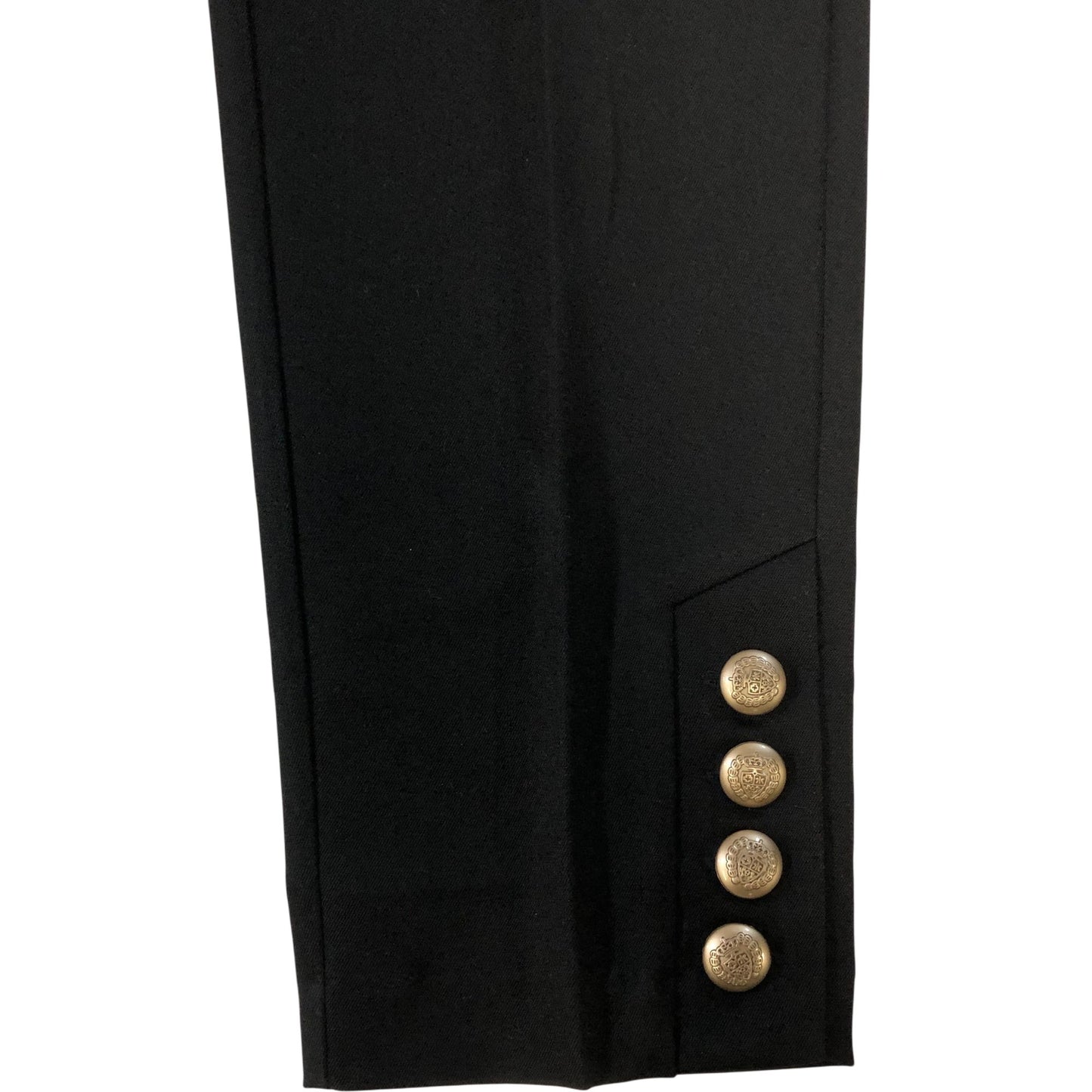 Pleated Trousers Women's High Waist Black Button Detail UK6