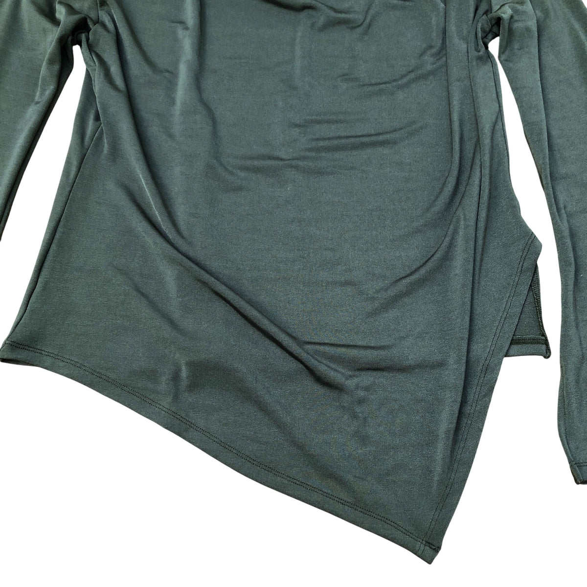 River Island  Long Sleeve Drape Top Women's Flowy Olive Green