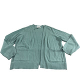 Tatia Cardigan UK12 Women's Teal Cotton Open Front Pockets
