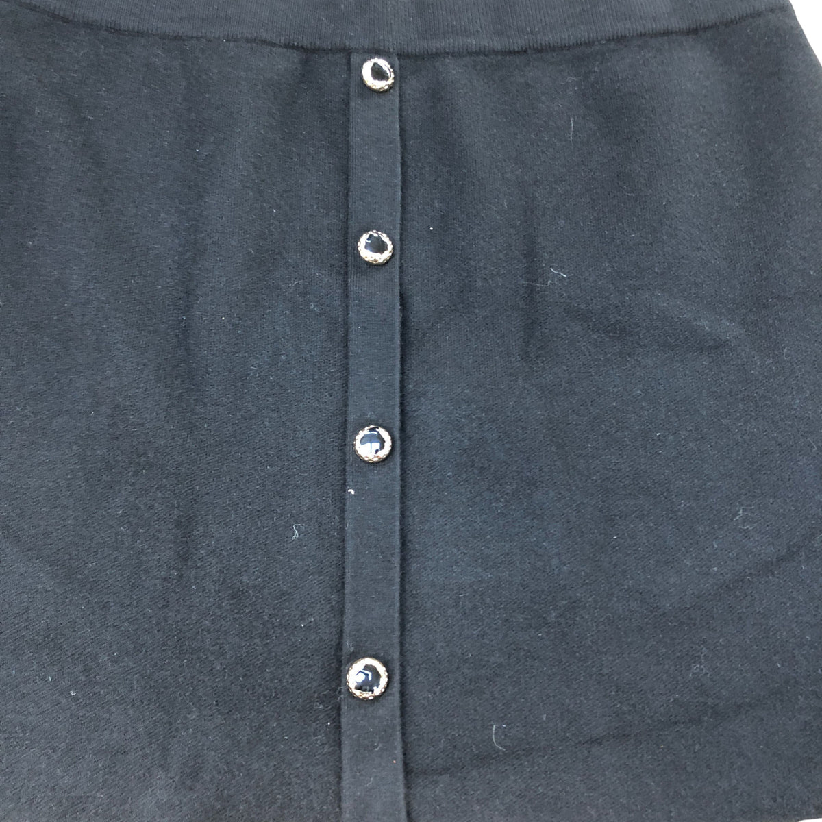 River Island Black A-Line Skirt UK18 Women's Button Front Stretchy Material