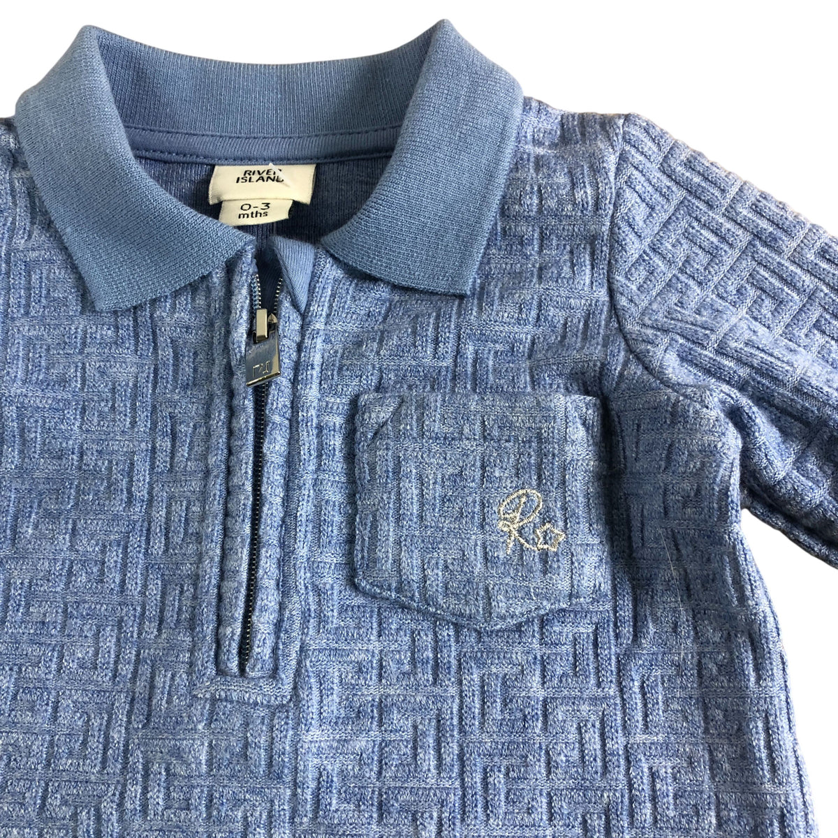 River Island Baby Boys 2 Piece Outfit Set 0-3 Months Zip Top Joggers Blue