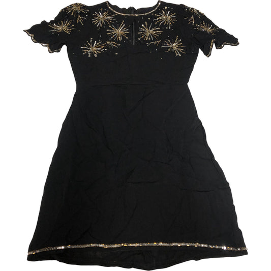 Embellished Short Sleeve Dress Women's Black Sequin Detail Evening UK8