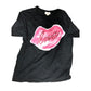 River Island Love Graphic T-Shirt 7-8 Years Girls Black Short Sleeve Casual Top
