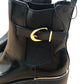 Chunky Heel Chelsea Boots UK Size 7 Women's Black Glossy Finish