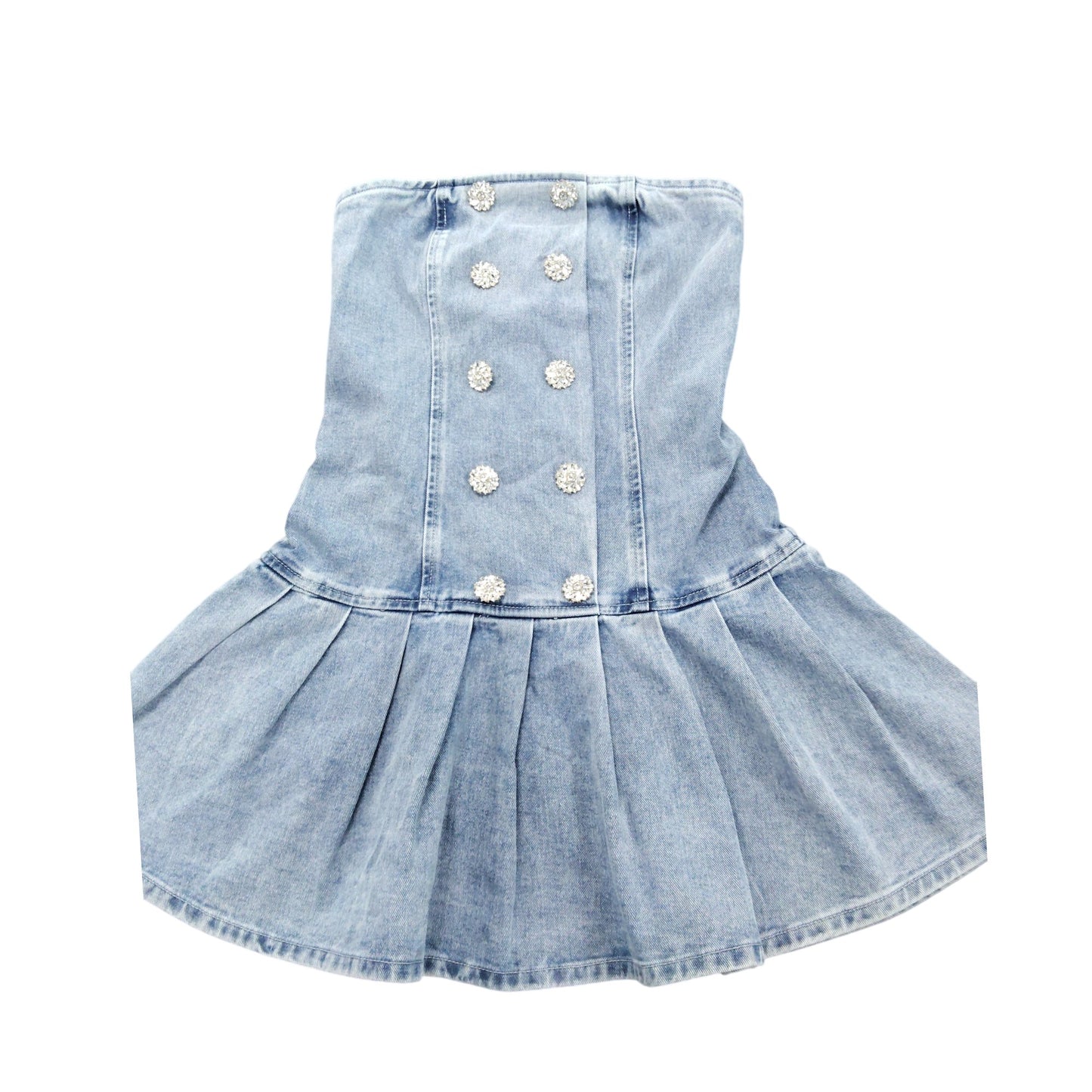 River Island Denim Dress UK6 Women's Sleeveless Pleated Summer Style