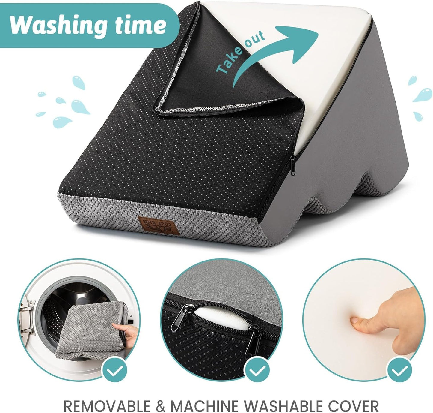 Cozy Kiss Dog 3 Steps Pet Ramp Three Steps Non Slip Lightweight Washable Grey