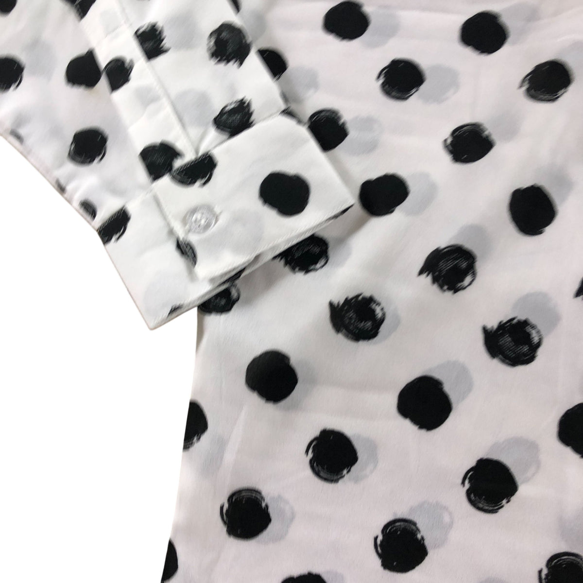 Dancing Leopard Blouse UK8 Women's White Polka Dot Design Long Sleeve