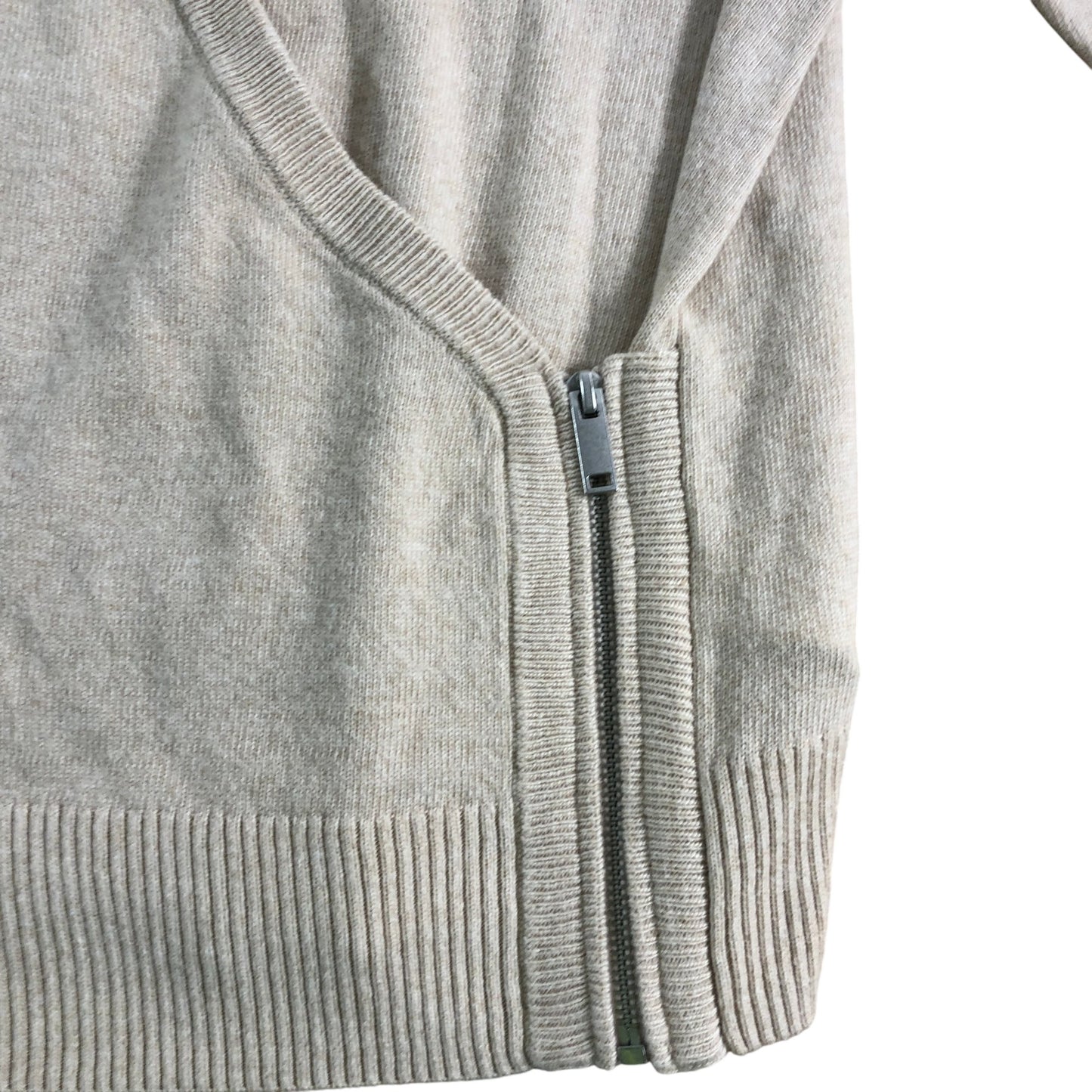 Branded Wrap Sweater 12 Women's Beige Zip Knit Cashmere