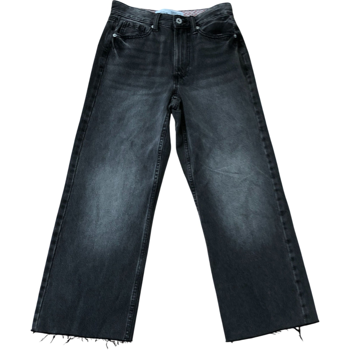 River Island Denim Specialist Women's Wide Leg Jeans Dark Wash Raw Hem Size 6