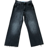 River Island Denim Specialist Women's Wide Leg Jeans Dark Wash Raw Hem Size 6