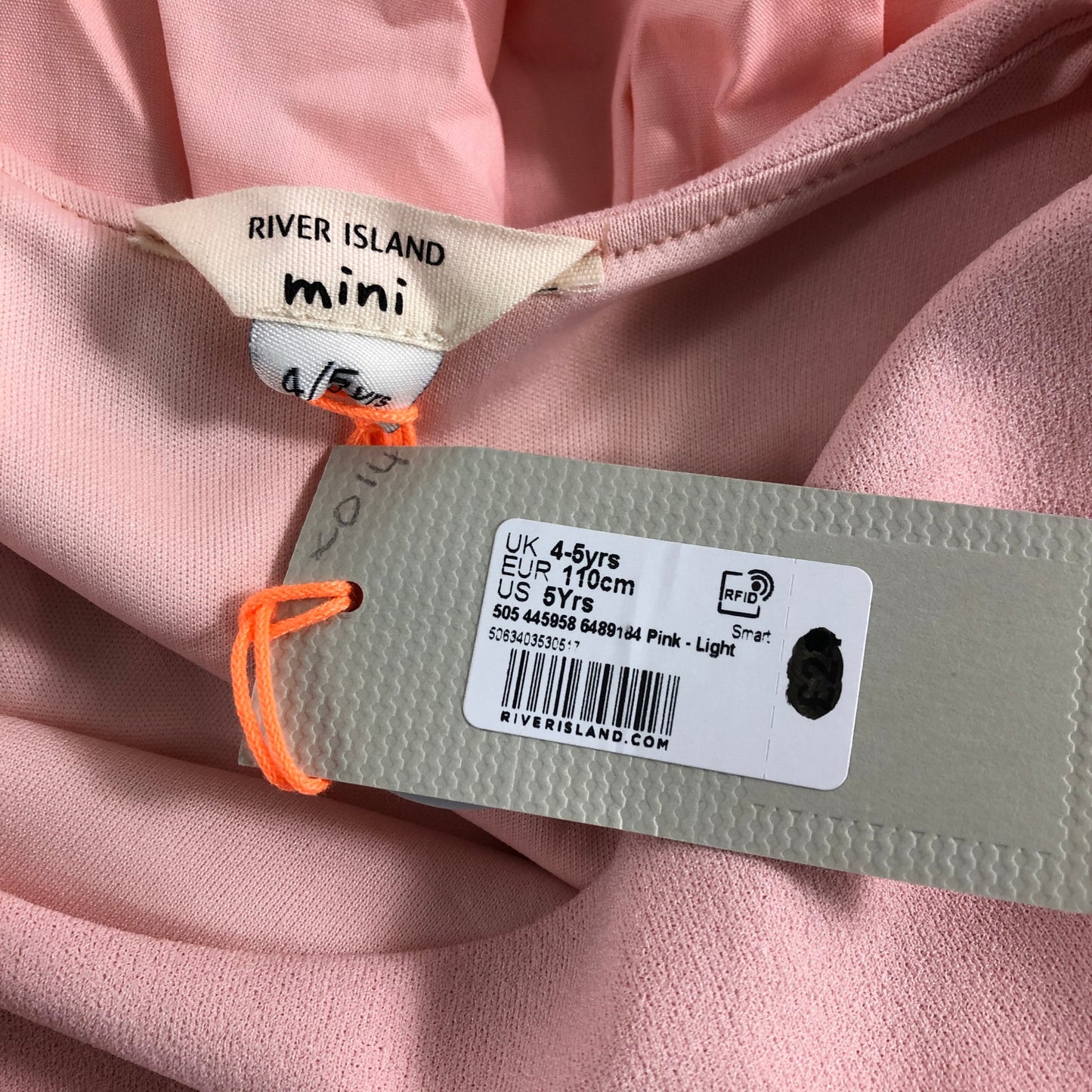 River Island Mini Dress 4-5 Years Girls Pink Long Sleeve Party Dress