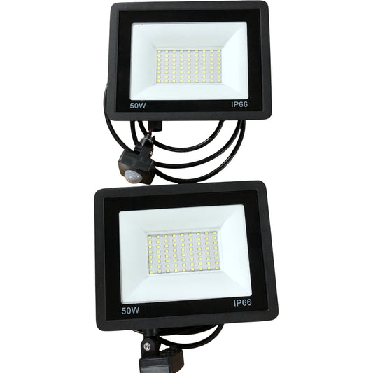 50W Waterproof Security LED Floodlights with Motion Sensor Two Pack